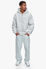 ESSENTIAL BOXY ZIP-HOODIE GREY MELANGE