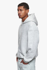 ESSENTIAL BOXY ZIP-HOODIE GREY MELANGE