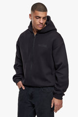 ESSENTIAL BOXY ZIP-HOODIE WASHED ANTRACITE