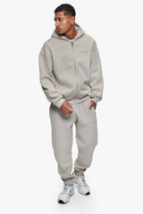 ESSENTIAL BOXY ZIP-HOODIE STONE
