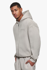 ESSENTIAL BOXY ZIP-HOODIE STONE