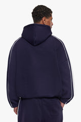 BOXY PIPING HOODIE NAVY