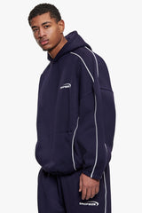 BOXY PIPING HOODIE NAVY