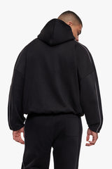 BOXY PIPING HOODIE BLACK