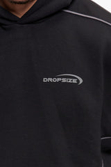BOXY PIPING HOODIE BLACK
