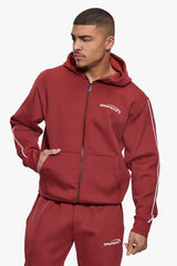 SPORTY SCUBA ZIP HOODIE BURGUNDY