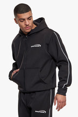 SPORTY SCUBA ZIP HOODIE BLACK