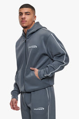 SPORTY SCUBA ZIP HOODIE STEEL GREY