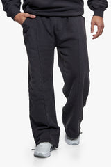 VINTAGE OPEN LEG JOGGER   ACID WASHED BLACK