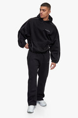 PIPING OPEN LEG JOGGER BLACK