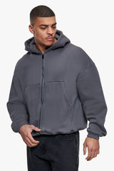 CARPENTER DOUBLE ZIP-HOODIE STEEL GREY