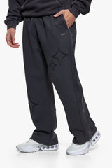 STAR PATCH OPEN LEG JOGGER ACID WASHED BLACK