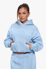 FROTTEE PATCH WOMEN BOMBER HOODIE BABY BLUE