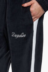 WOMEN VELVET OPEN LEG JOGGER BLACK