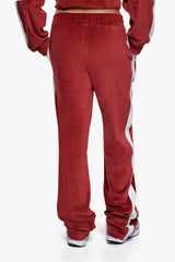 WOMEN VELVET OPEN LEG JOGGER BURGUNDY