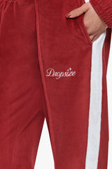 WOMEN VELVET OPEN LEG JOGGER BURGUNDY