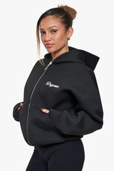 WOMEN SCUBA ZIP-HOODIE BLACK