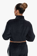 WOMEN VELVET ZIP JACKET BLACK