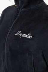 WOMEN VELVET ZIP JACKET BLACK