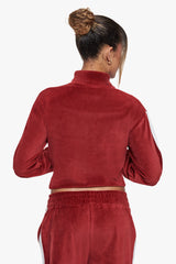 WOMEN VELVET ZIP JACKET BURGUNDY