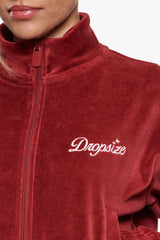 WOMEN VELVET ZIP JACKET BURGUNDY