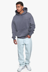 HEAVY OVERSIZE  STRONG RIVETS HOODIE WASHED STEEL GREY