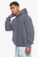 HEAVY OVERSIZE  STRONG RIVETS HOODIE WASHED STEEL GREY