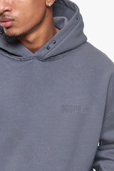 HEAVY OVERSIZE  STRONG RIVETS HOODIE WASHED STEEL GREY