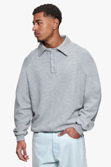 RAGLAN SWEAT POLO GREY MELANGE