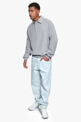 RAGLAN SWEAT POLO GREY MELANGE