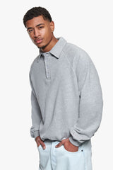 RAGLAN SWEAT POLO GREY MELANGE