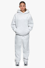 WOMEN CONTRAST EMBO HOODIE GREY MELANGE