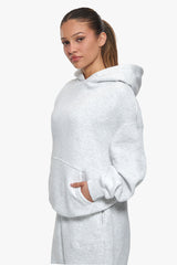 WOMEN CONTRAST EMBO HOODIE GREY MELANGE