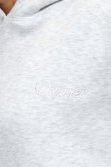 WOMEN CONTRAST EMBO HOODIE GREY MELANGE