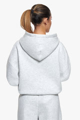 WOMEN CONTRAST EMBO HOODIE GREY MELANGE