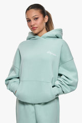 WOMEN CONTRAST EMBO HOODIE HARBOR GREY