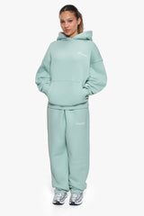 WOMEN CONTRAST EMBO HOODIE HARBOR GREY