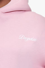 WOMEN CONTRAST EMBO HOODIE LIGHT PINK