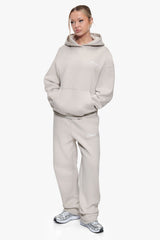 WOMEN CONTRAST EMBO HOODIE MOONBEAM
