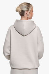 WOMEN CONTRAST EMBO HOODIE MOONBEAM