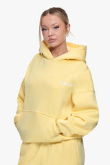 WOMEN CONTRAST EMBO HOODIE WASHED YELLOW