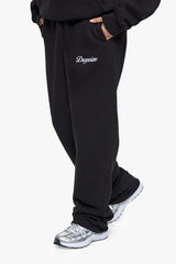 WOMEN CONTRAST OPEN LEG JOGGER BLACK