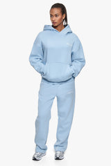 WOMEN CONTRAST OPEN LEG JOGGER BABY BLUE