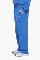 WOMEN CONTRAST OPEN LEG JOGGER WASHED BLUE