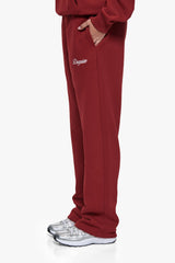 WOMEN CONTRAST OPEN LEG JOGGER CRANBERRY