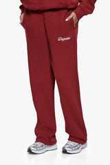 WOMEN CONTRAST OPEN LEG JOGGER CRANBERRY