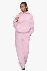 WOMEN CONTRAST OPEN LEG JOGGER LIGHT PINK