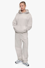 WOMEN CONTRAST OPEN LEG JOGGER MOONBEAM