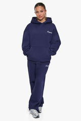 WOMEN CONTRAST OPEN LEG JOGGER NAVY