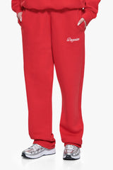 WOMEN CONTRAST OPEN LEG JOGGER RED